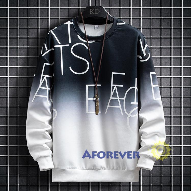 スウェットシャツ トレーナー メンズ 長袖 プルオーバー 丸首 秋 グラデーション おしゃれ スポーツ トップス秋服 英字 ファッション 