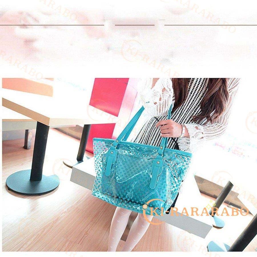 クリアバッグ トートバッグ ポーチ付き プールバッグ 防水バック 春夏 透明 