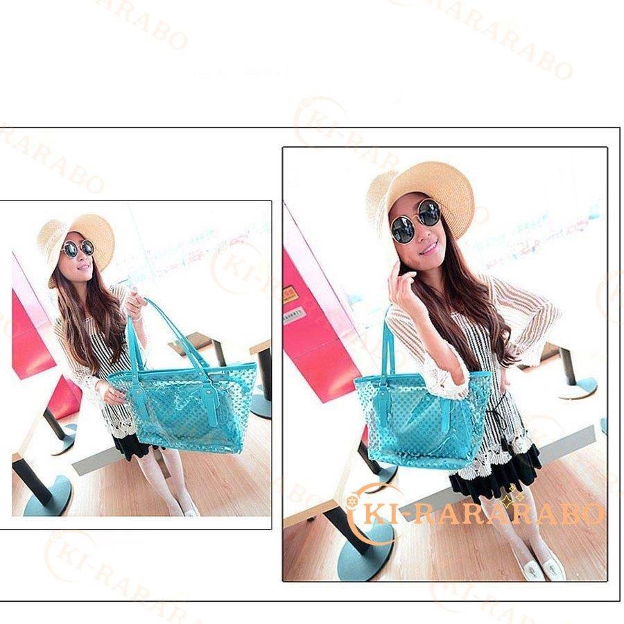 クリアバッグ トートバッグ ポーチ付き プールバッグ 防水バック 春夏 透明 