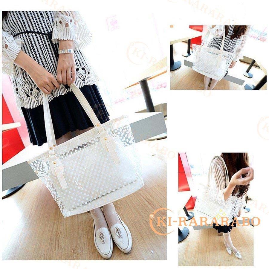 クリアバッグ トートバッグ ポーチ付き プールバッグ 防水バック 春夏 透明 