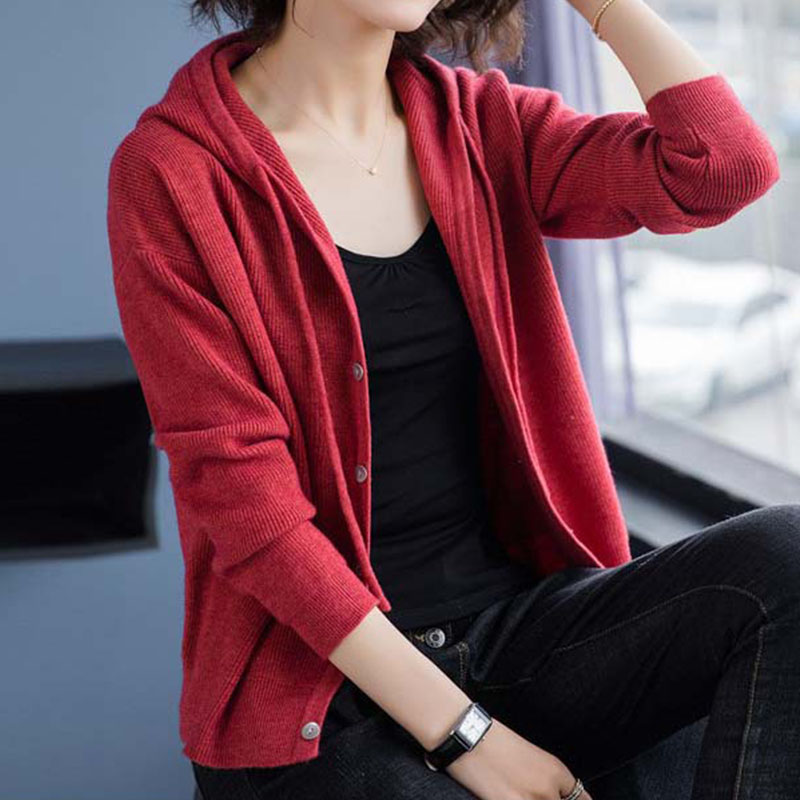 ニット レディース カーディガン トップス 長袖 フード付き 春秋コーデ ゆったり ジップアップ おしゃれ カジュアル シンプル 