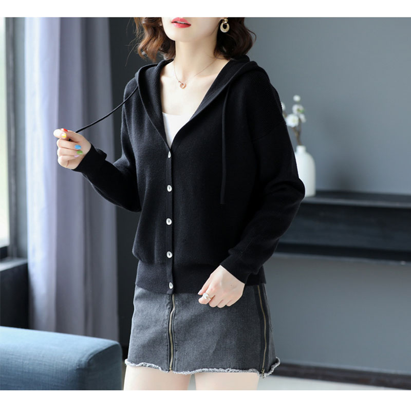 ニット レディース カーディガン トップス 長袖 フード付き 春秋コーデ ゆったり ジップアップ おしゃれ カジュアル シンプル 