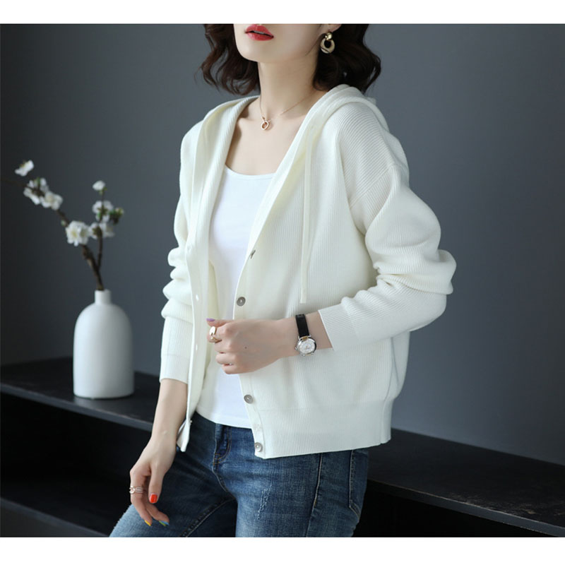 ニット レディース カーディガン トップス 長袖 フード付き 春秋コーデ ゆったり ジップアップ おしゃれ カジュアル シンプル 
