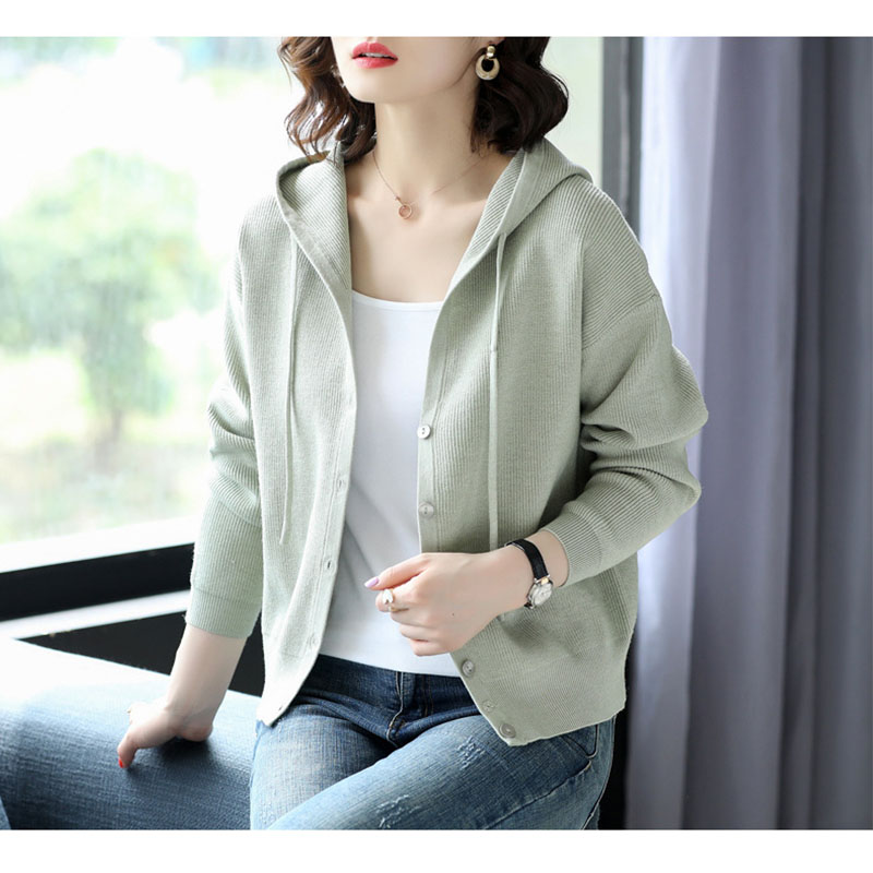 ニット レディース カーディガン トップス 長袖 フード付き 春秋コーデ ゆったり ジップアップ おしゃれ カジュアル シンプル 
