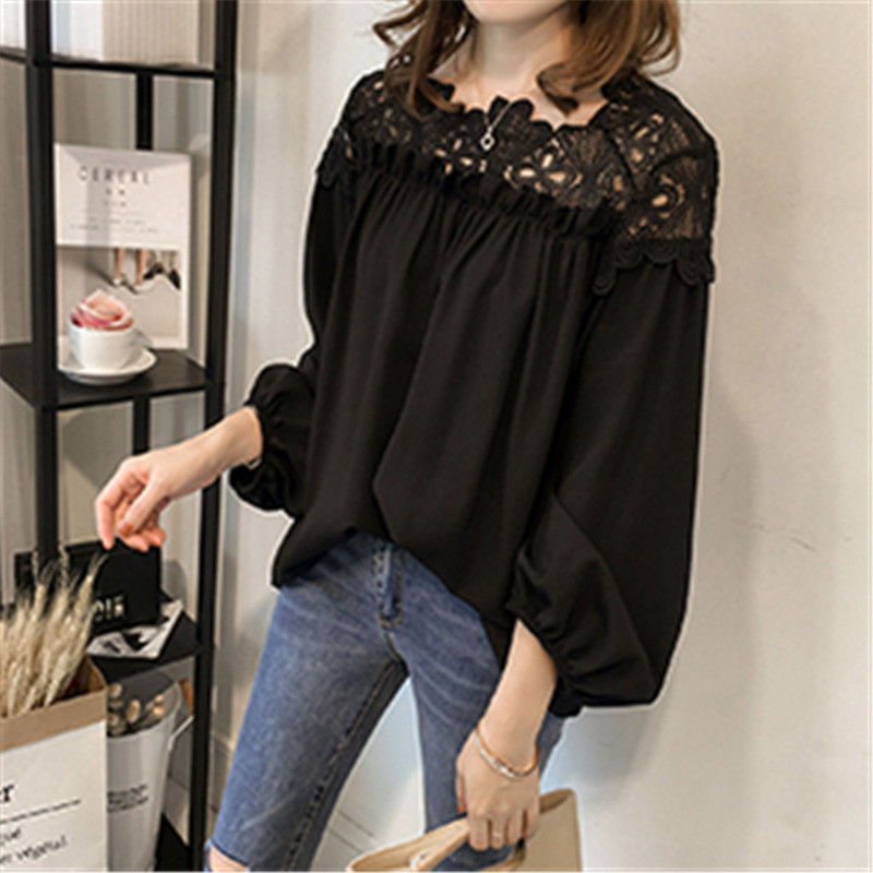 ブラウス レディース 長袖 シャツ シフォン レース カジュアル ゆったり OL 花柄 オフィス 秋 通勤 トップス プルオーバー かわいい おしゃれ 