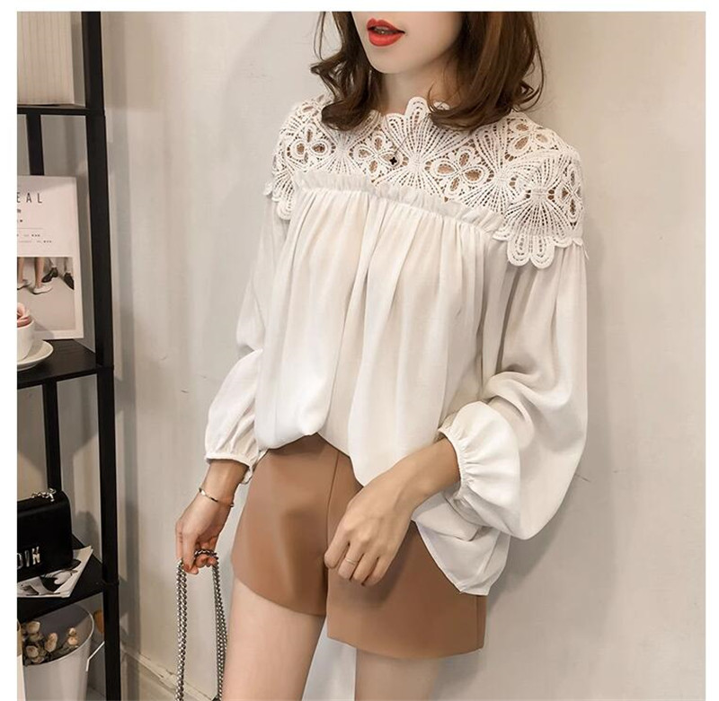ブラウス レディース 長袖 シャツ シフォン レース カジュアル ゆったり OL 花柄 オフィス 秋 通勤 トップス プルオーバー かわいい おしゃれ 