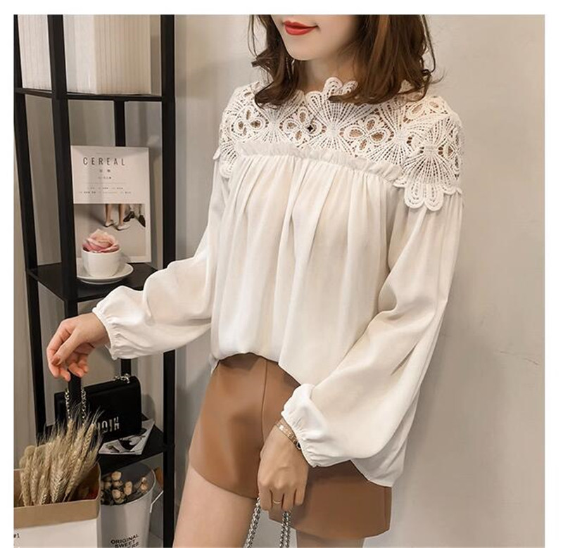 ブラウス レディース 長袖 シャツ シフォン レース カジュアル ゆったり OL 花柄 オフィス 秋 通勤 トップス プルオーバー かわいい おしゃれ 
