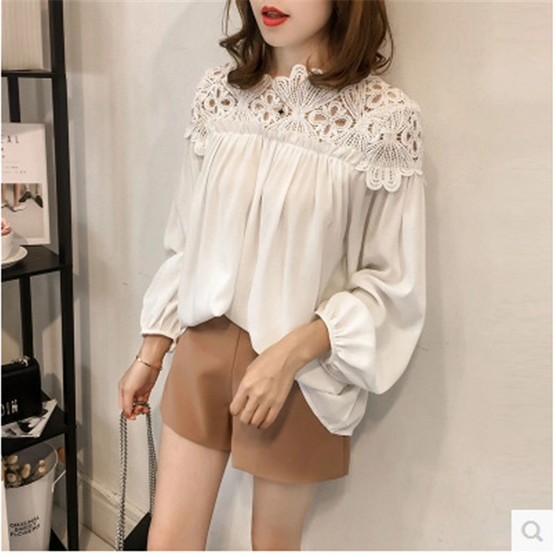 ブラウス レディース 長袖 シャツ シフォン レース カジュアル ゆったり OL 花柄 オフィス 秋 通勤 トップス プルオーバー かわいい おしゃれ 