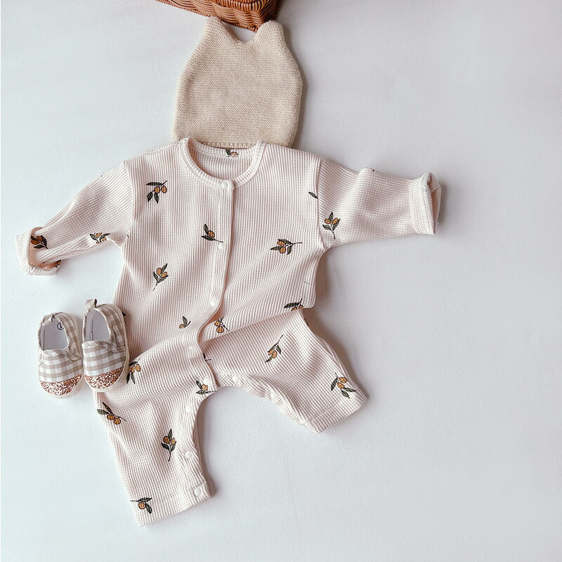 長袖 前開き 男の子 かわいい ベビーカバーオール 女の子 ワッフル 子供服 ジャンプスーツ 赤ちゃん 双子 おしゃれ コットン ベビーロンパース 新生児 ベビー服 