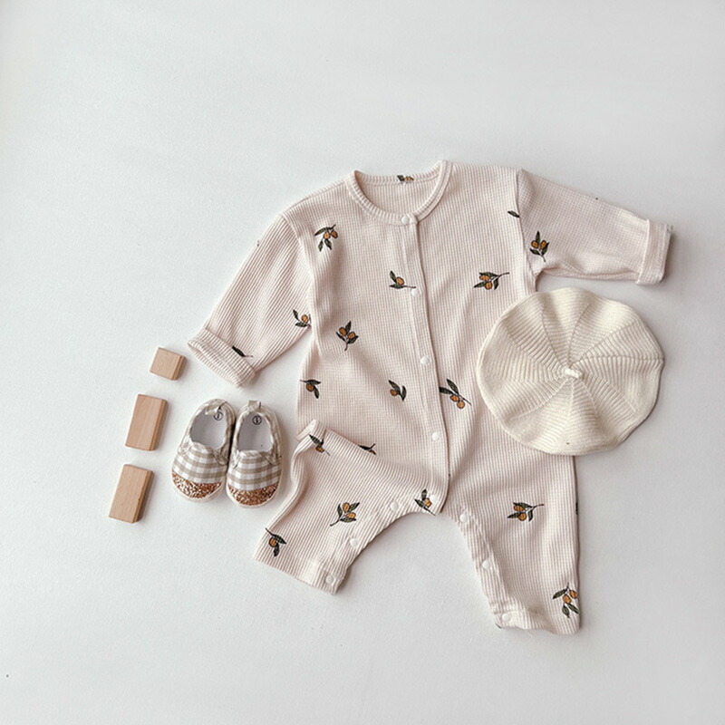 長袖 前開き 男の子 かわいい ベビーカバーオール 女の子 ワッフル 子供服 ジャンプスーツ 赤ちゃん 双子 おしゃれ コットン ベビーロンパース 新生児 ベビー服 