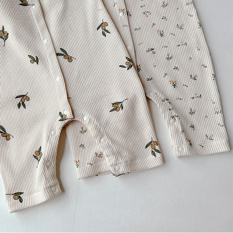 長袖 前開き 男の子 かわいい ベビーカバーオール 女の子 ワッフル 子供服 ジャンプスーツ 赤ちゃん 双子 おしゃれ コットン ベビーロンパース 新生児 ベビー服 