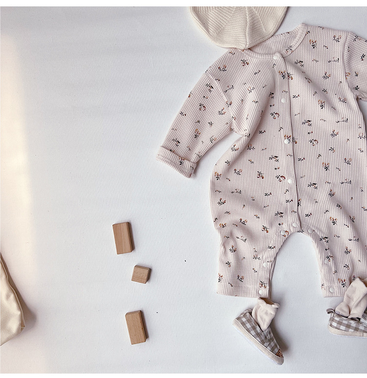 長袖 前開き 男の子 かわいい ベビーカバーオール 女の子 ワッフル 子供服 ジャンプスーツ 赤ちゃん 双子 おしゃれ コットン ベビーロンパース 新生児 ベビー服 