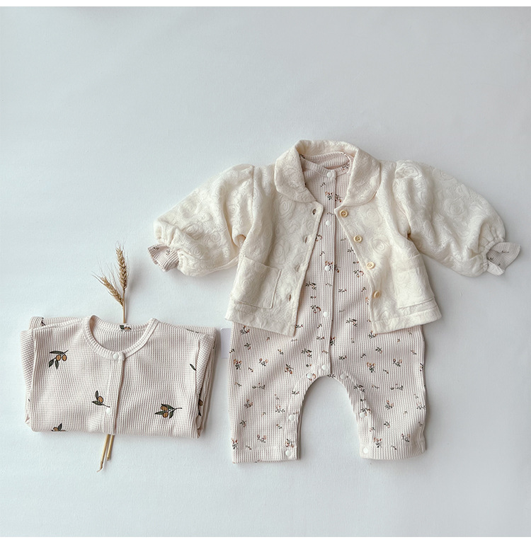 長袖 前開き 男の子 かわいい ベビーカバーオール 女の子 ワッフル 子供服 ジャンプスーツ 赤ちゃん 双子 おしゃれ コットン ベビーロンパース 新生児 ベビー服 