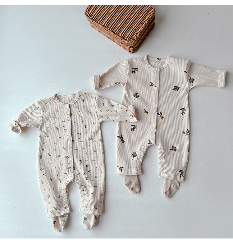 長袖 前開き 男の子 かわいい ベビーカバーオール 女の子 ワッフル 子供服 ジャンプスーツ 赤ちゃん 双子 おしゃれ コットン ベビーロンパース 新生児 ベビー服 