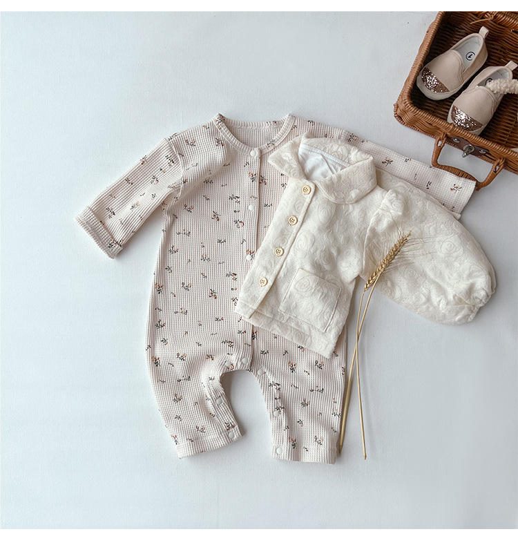 長袖 前開き 男の子 かわいい ベビーカバーオール 女の子 ワッフル 子供服 ジャンプスーツ 赤ちゃん 双子 おしゃれ コットン ベビーロンパース 新生児 ベビー服 
