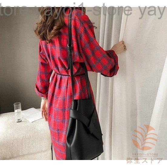 長袖シャツ チェックシャツ ロングシャツ ワンピース 羽織り レディース スタンダードチェック柄 女性 大きいサイズあり トップス ブリットチ 