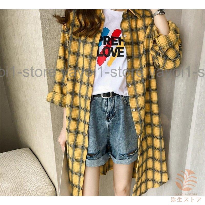 長袖シャツ チェックシャツ ロングシャツ ワンピース 羽織り レディース スタンダードチェック柄 女性 大きいサイズあり トップス ブリットチ 