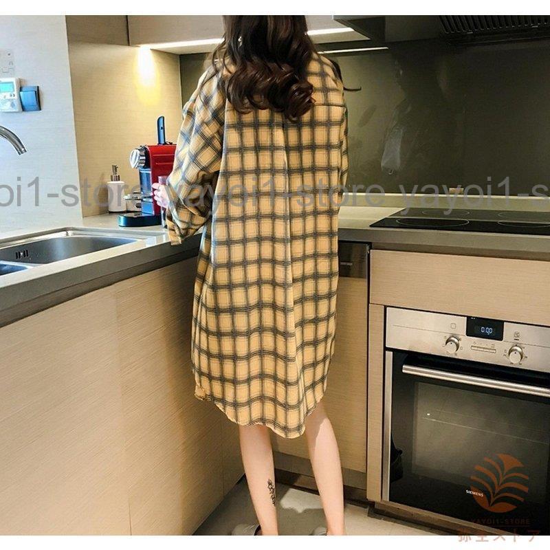 長袖シャツ チェックシャツ ロングシャツ ワンピース 羽織り レディース スタンダードチェック柄 女性 大きいサイズあり トップス ブリットチ 