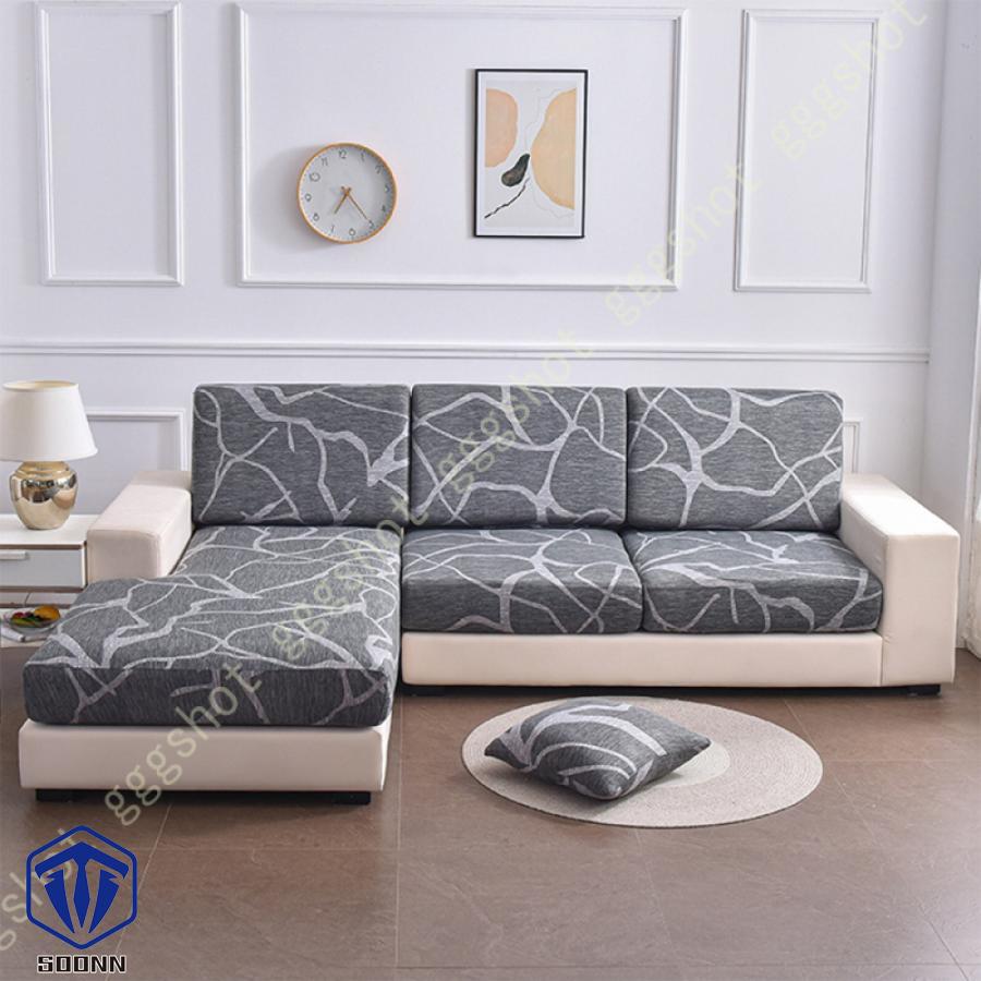 ソファー座面カバー 3人掛け ソファー クッション カバー 座面のみ 縦横弾力 ストレッチ フィットタイプ 座面カバー 滑り止め 幾何学 柔らかい 