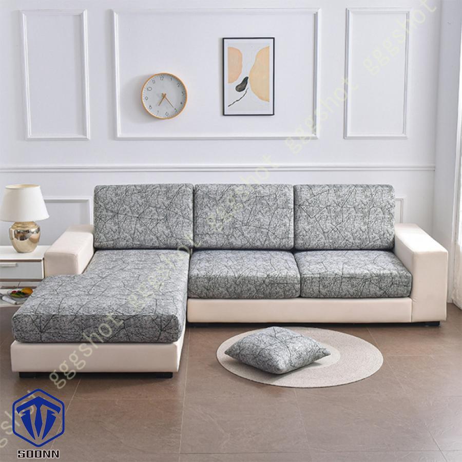 ソファー座面カバー 3人掛け ソファー クッション カバー 座面のみ 縦横弾力 ストレッチ フィットタイプ 座面カバー 滑り止め 幾何学 柔らかい 