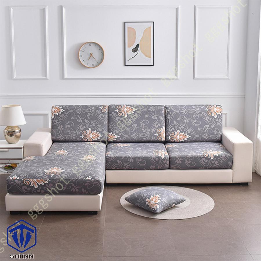 ソファー座面カバー 3人掛け ソファー クッション カバー 座面のみ 縦横弾力 ストレッチ フィットタイプ 座面カバー 滑り止め 幾何学 柔らかい 