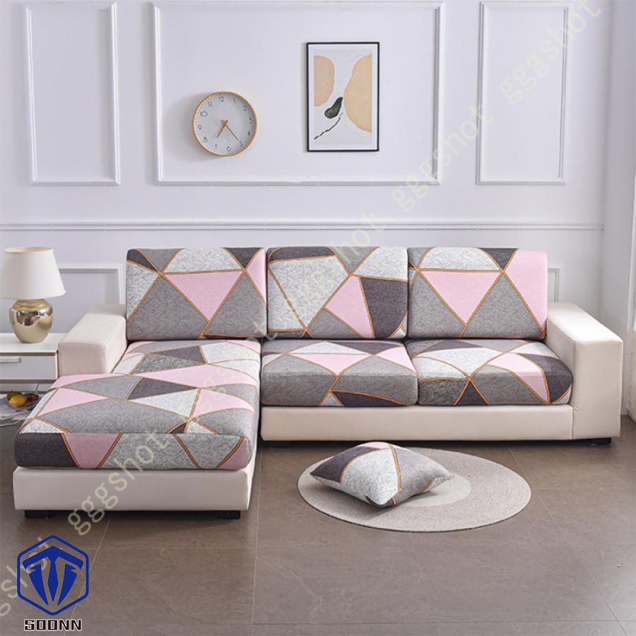 ソファー座面カバー 3人掛け ソファー クッション カバー 座面のみ 縦横弾力 ストレッチ フィットタイプ 座面カバー 滑り止め 幾何学 柔らかい 