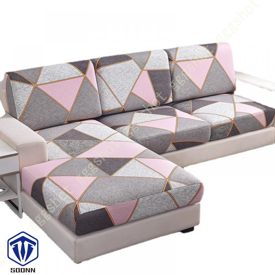 ソファー座面カバー 3人掛け ソファー クッション カバー 座面のみ 縦横弾力 ストレッチ フィットタイプ 座面カバー 滑り止め 幾何学 柔らかい 