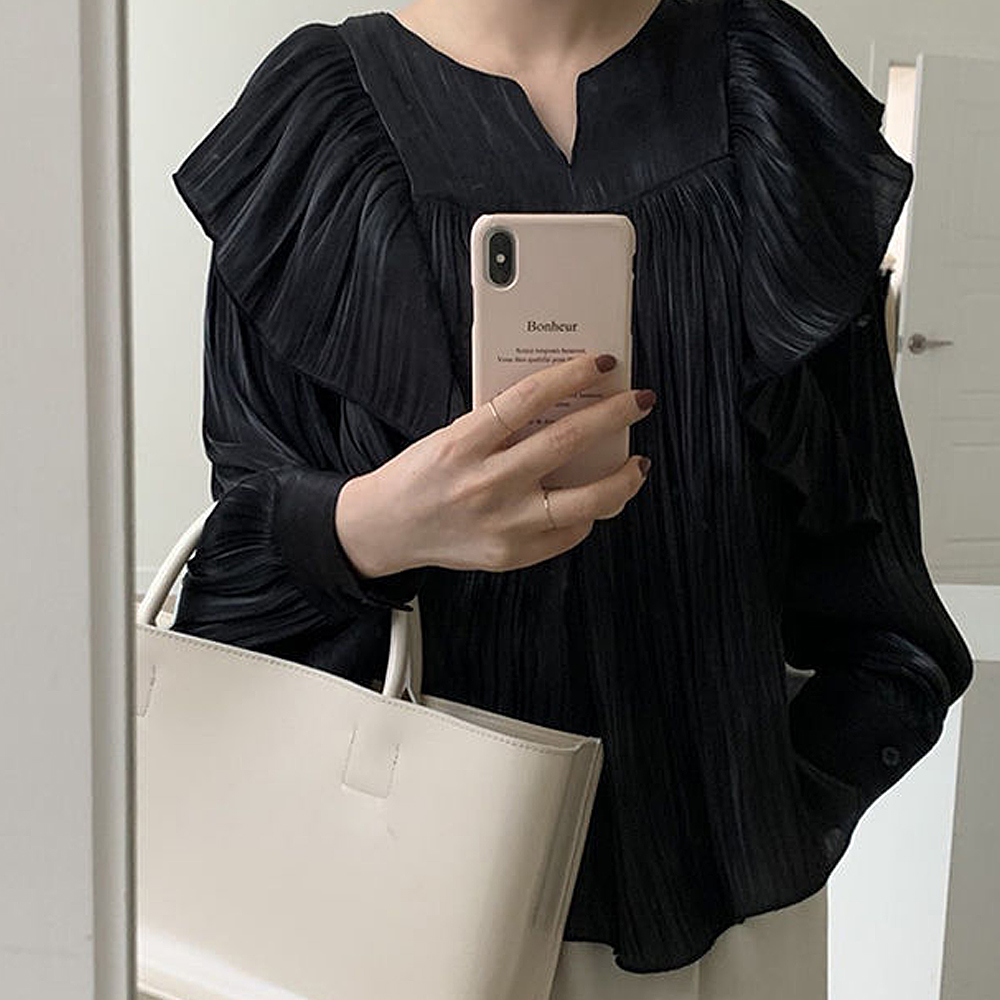 フリル ブラウス シンプル フ細見え 華奢見え レディース カジュアル 無地 立ち襟 キュート 体型カバー フォーマル シンプル 大人 シャツ 