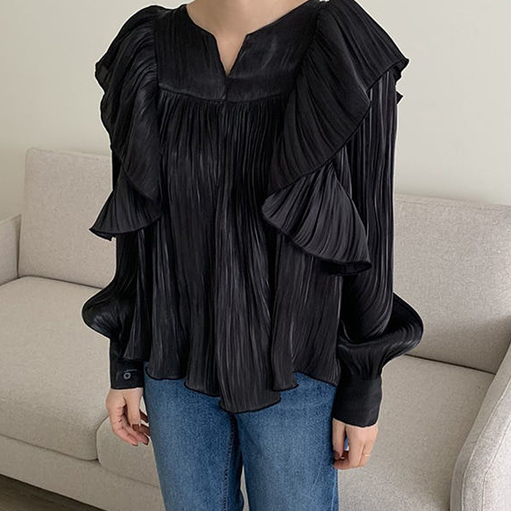 フリル ブラウス シンプル フ細見え 華奢見え レディース カジュアル 無地 立ち襟 キュート 体型カバー フォーマル シンプル 大人 シャツ 