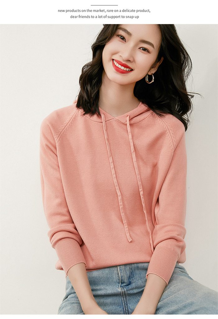 ニットレディース 長袖 ニット フード付き トップス 薄手 カジュアル 秋冬 無地 女性用 冬物 秋物 プルオーバー 