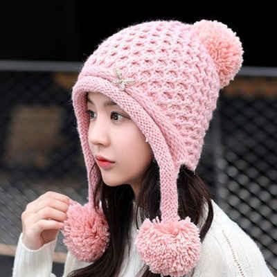 ニット帽 帽子 レディース 耳当て ニットキャップ ボア付き ハット ポンポン付き 秋物 防寒対策 あったか 暖かい 小顔効果 冬物 裏起毛 防寒 ぼうし 