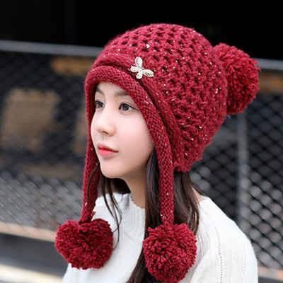 ニット帽 帽子 レディース 耳当て ニットキャップ ボア付き ハット ポンポン付き 秋物 防寒対策 あったか 暖かい 小顔効果 冬物 裏起毛 防寒 ぼうし 