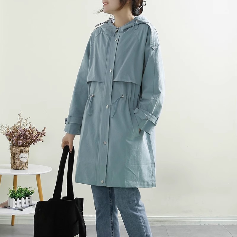 送料無料 トレンチコート フード付きコート ロング丈 カジュアル モッズ アウター 綿90％ ミリタレディース 春秋 