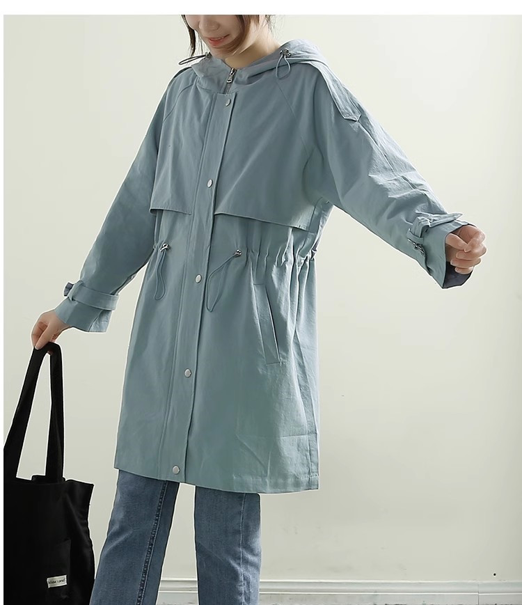 送料無料 トレンチコート フード付きコート ロング丈 カジュアル モッズ アウター 綿90％ ミリタレディース 春秋 