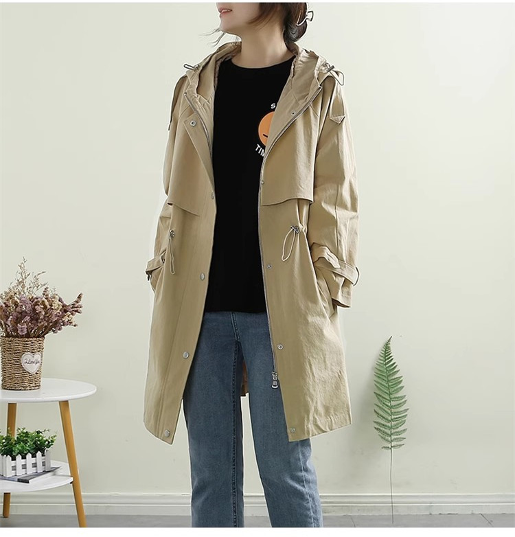 送料無料 トレンチコート フード付きコート ロング丈 カジュアル モッズ アウター 綿90％ ミリタレディース 春秋 