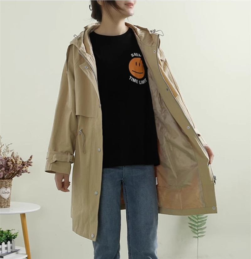 送料無料 トレンチコート フード付きコート ロング丈 カジュアル モッズ アウター 綿90％ ミリタレディース 春秋 