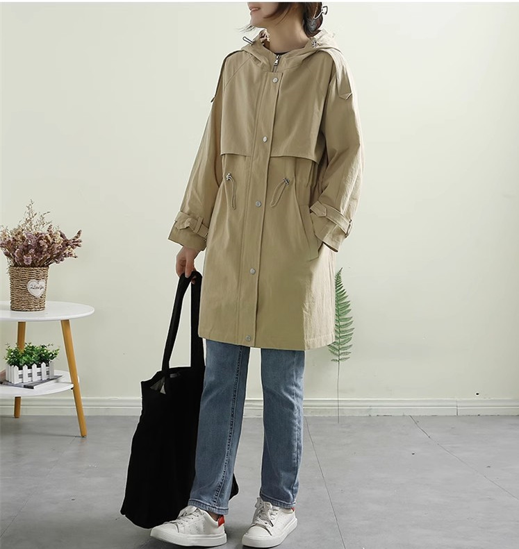 送料無料 トレンチコート フード付きコート ロング丈 カジュアル モッズ アウター 綿90％ ミリタレディース 春秋 