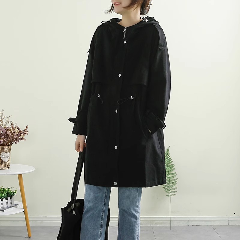 送料無料 トレンチコート フード付きコート ロング丈 カジュアル モッズ アウター 綿90％ ミリタレディース 春秋 