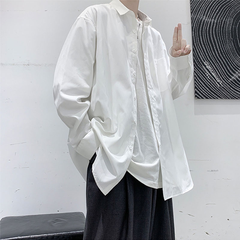 シャツ メンズ トップス 長袖シャツ 無地 カジュアルシャツ 白シャツ ビジネス トップス 秋服 おしゃれ 春服 