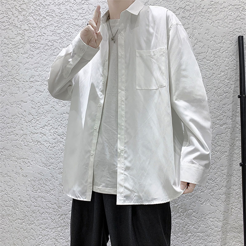 シャツ メンズ トップス 長袖シャツ 無地 カジュアルシャツ 白シャツ ビジネス トップス 秋服 おしゃれ 春服 
