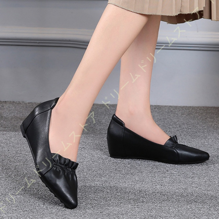パンプス 歩きやすい ウェッジヒール 5CM 痛くない ギャザー 40代 ミセス フォーマル オフィスリクルートパンプス 痛くならない きれいめ 50代 60代 かわいい 