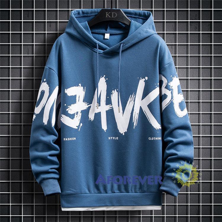 長袖メンズ プルオーバー スウェット英字 フード付き 春 秋 トップス カジュアル 