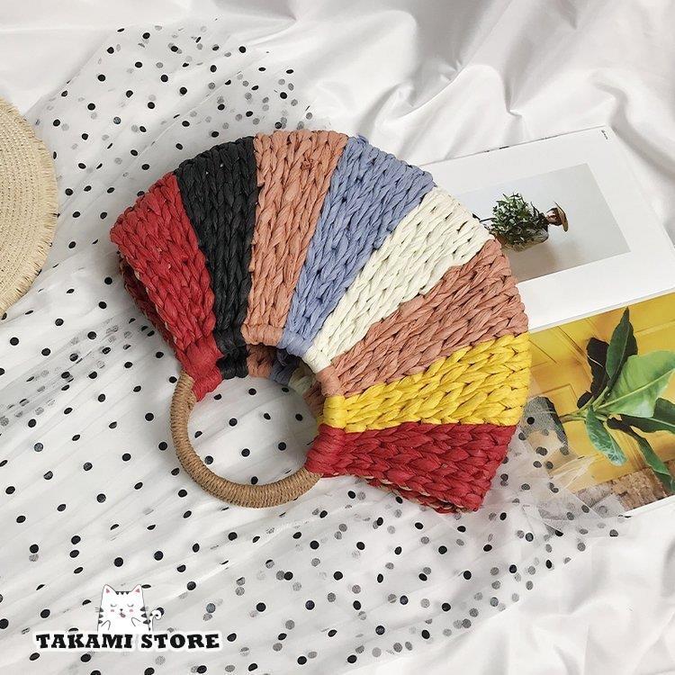 かごバッグ レディース サークルハン ドル トートバッグ 麦わらバッグ かわいい 海 ビーチ 草編みバッグ 夏バッグ 軽量 ピクニック 麦わらバッグ オシャレ 