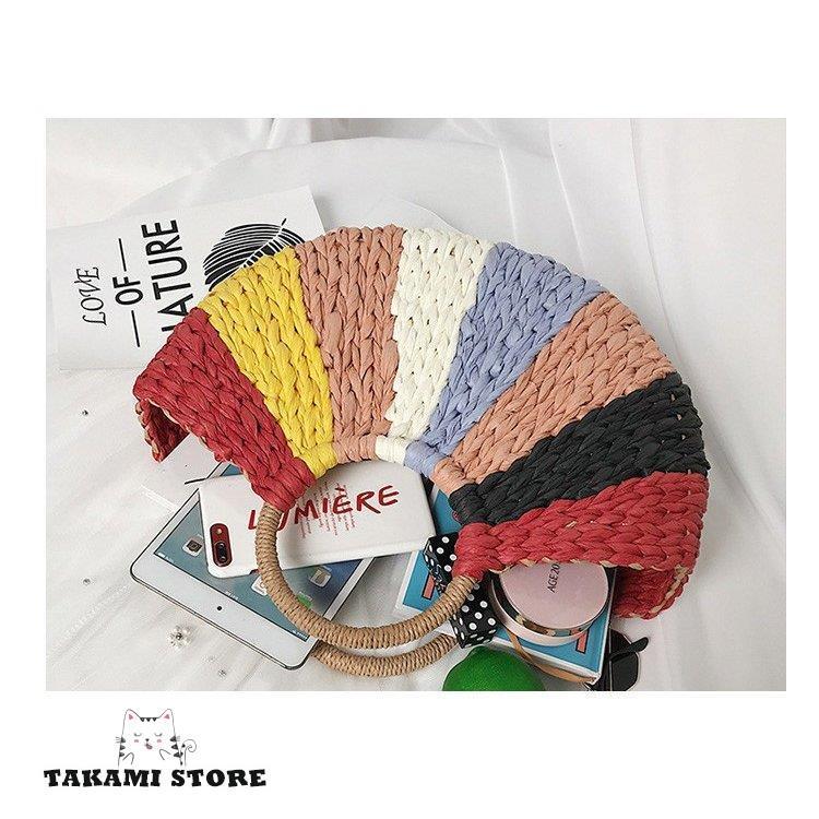 かごバッグ レディース サークルハン ドル トートバッグ 麦わらバッグ かわいい 海 ビーチ 草編みバッグ 夏バッグ 軽量 ピクニック 麦わらバッグ オシャレ 