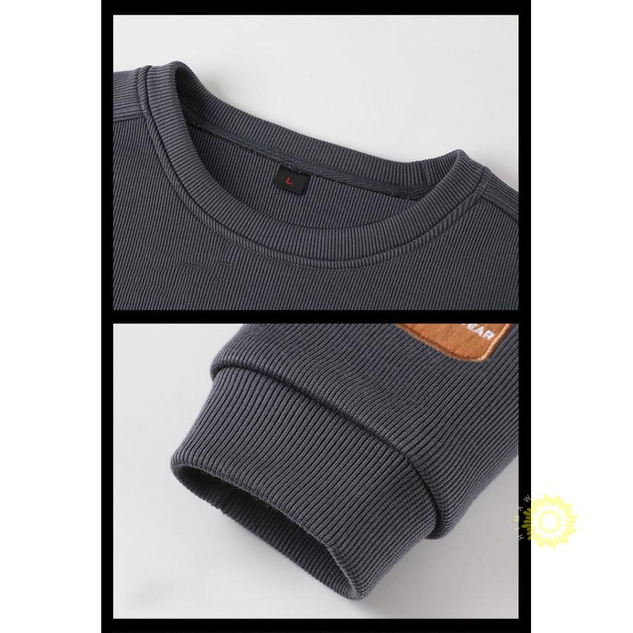 トレーナー メンズ 春服 長袖 スウェットシャツ プルオーバー 大きいサイズ 春秋 トップス カラー切替 カジュアル クルーネック お洒落 ゆったり 