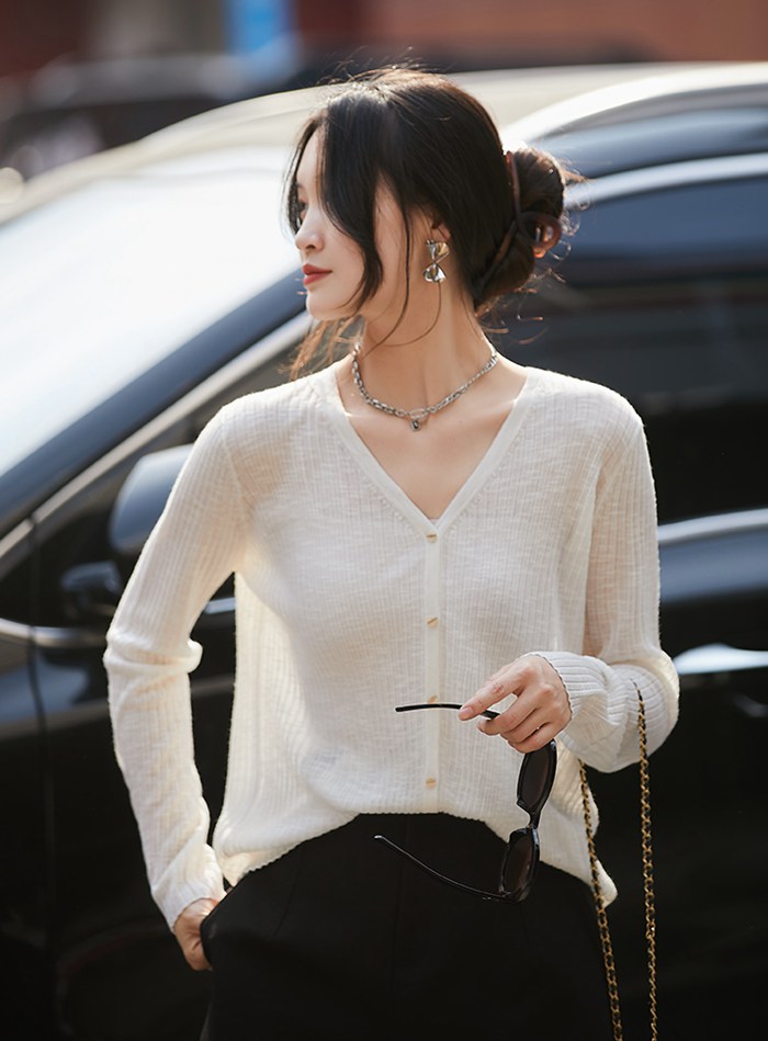 カーディガン レディース サマーカーディガン 薄手 通気性 ニットカーディガン アウター 長袖 羽織り 無地 カジュアル Vネック 上着 トップス 