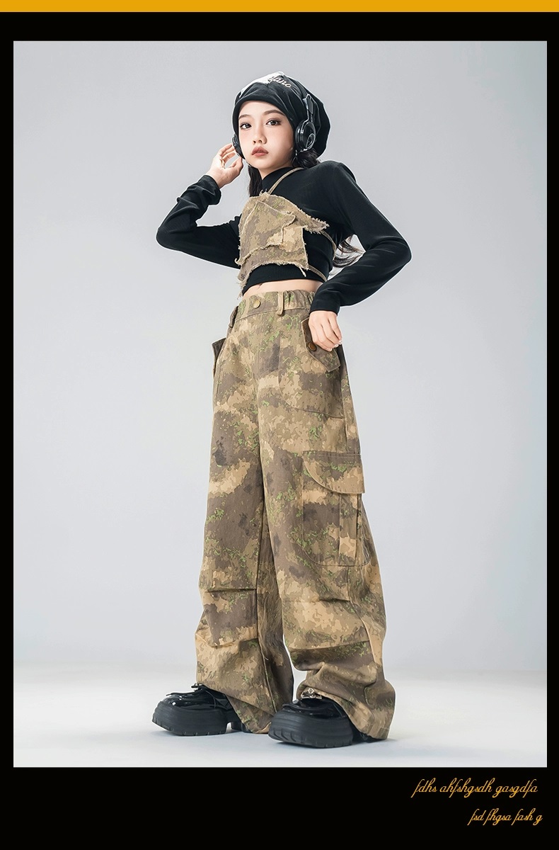 ダンス衣装 セットアップ ガールズ ヒップホップ ファッション K-POP デニム ダンスウェア デニムパンツ 黒 ベスト ビスチェ 韓国 