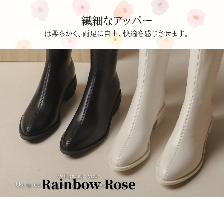 クーポンで11 300円！ ロングブーツジョッキーブーツ サマーブーツ スクエア靴 ロングブーツ 大きいサイズ 上品 キレイめローヒール サイドジッパー マーティ 