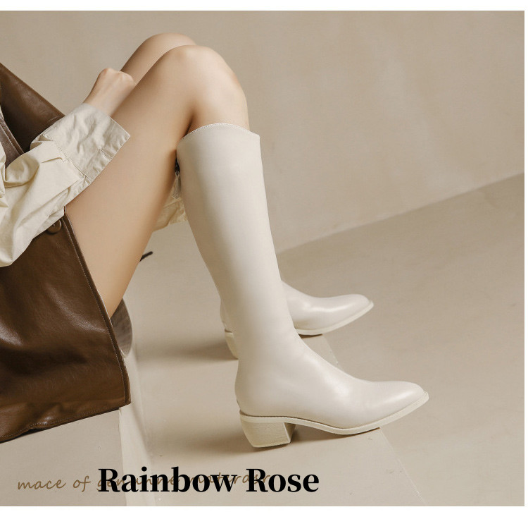 クーポンで11 300円！ ロングブーツジョッキーブーツ サマーブーツ スクエア靴 ロングブーツ 大きいサイズ 上品 キレイめローヒール サイドジッパー マーティ 