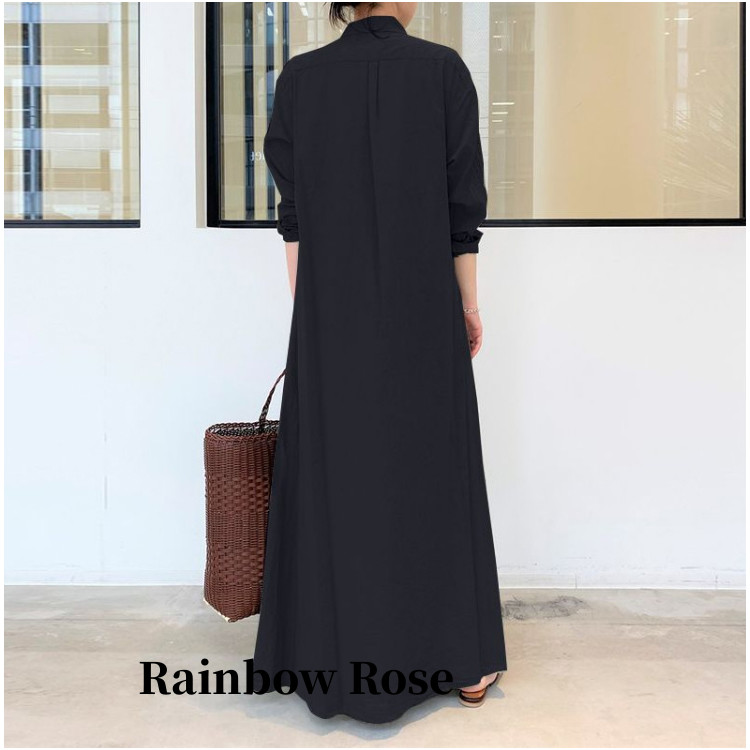 一部 シャツワンピ ワンピース レディース 長袖 スキッパー＆ベーシック 長袖ロングシャツワンピース オフ スキッパー マキシ シャツ ワンピ 春夏秋 ワイド 